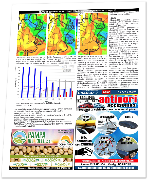 Página 05 de la Revista Nuevo Siglo de Enero 2021 - Perspectivas climáticas Verano y Otoño 2021