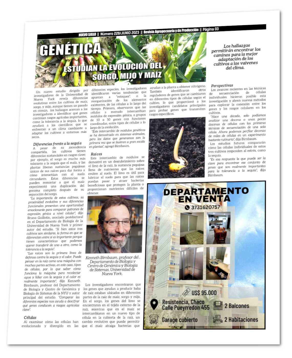 Página 3 de la Edición Junio 2023 de la Revista Agropecuaria Nuevo Siglo.