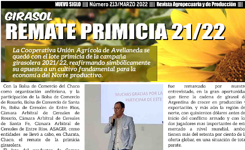 Chaco, desde el remate primicia de girasol a las renovadas expectativas para la nueva campaña 2022.