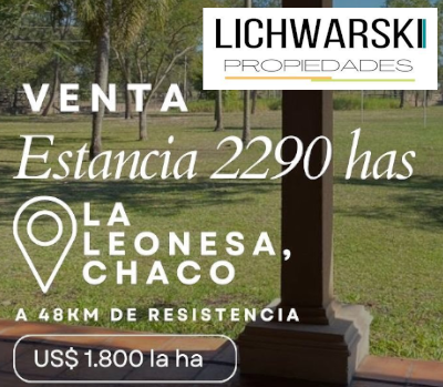 se vende campo en La Leonesa, Chaco, Estancia de 2290 hectáreas, 1.800 dólares la hectárea.