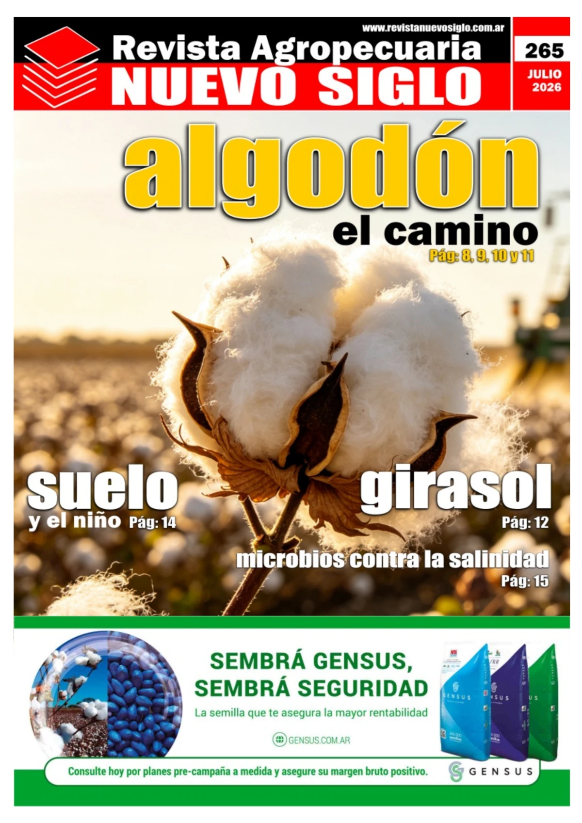 Tapa Revista Agropecuaria Nuevo Siglo 265 de Julio 2026