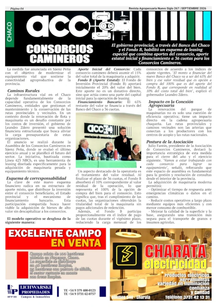 Asociación de Consorcios Camineros del Chaco en la revista agropecuaria nuevo siglo